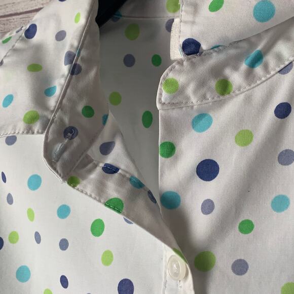 Vintage Studio Works Polka Dot Button Up Shirt Short Sleeve Size Medium - Picture 15 of 15